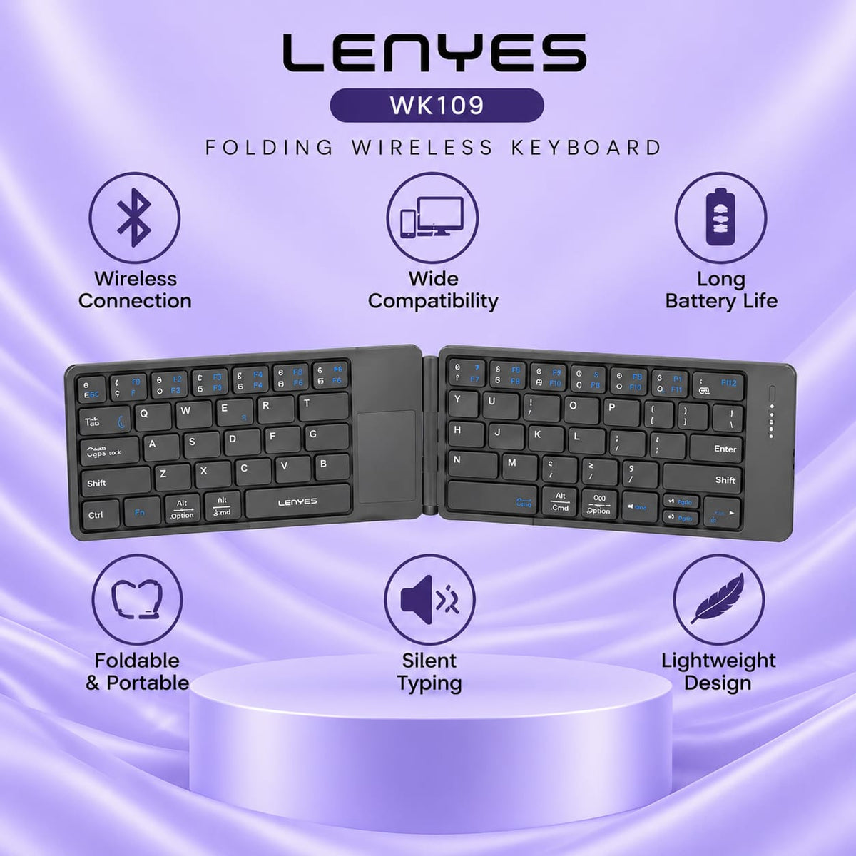 Lenyes WK109 Folding Wireless Keyboard