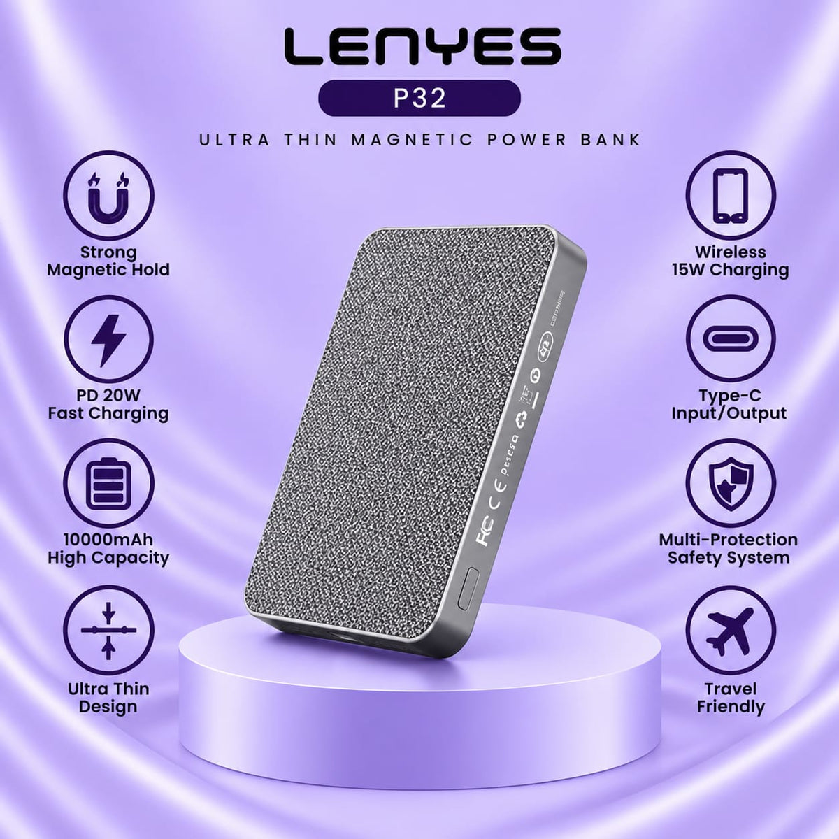 Lenyes P32 Ultra Thin Magnetic Power Bank