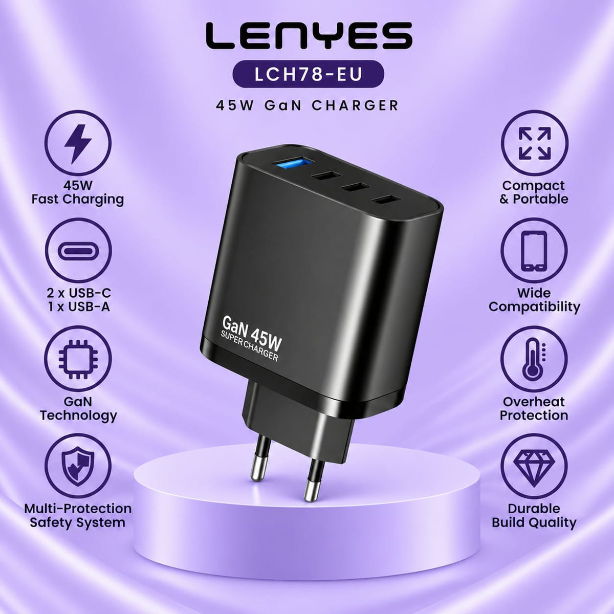 Lenyes LCH78-EU 45W GaN Charger